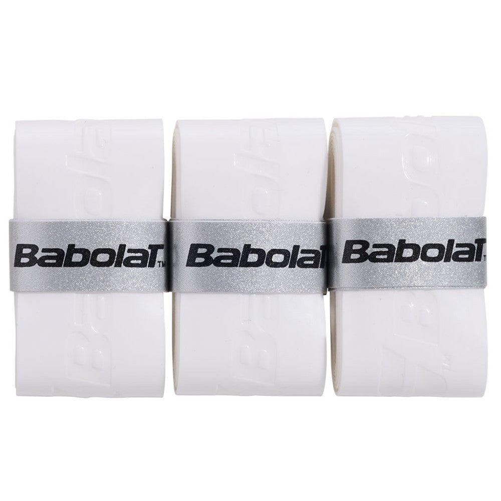 Грипове Babolat Comfort White x3 - комплект от три бели грипове за падел ракета, осигуряващи комфорт и стабилен захват.