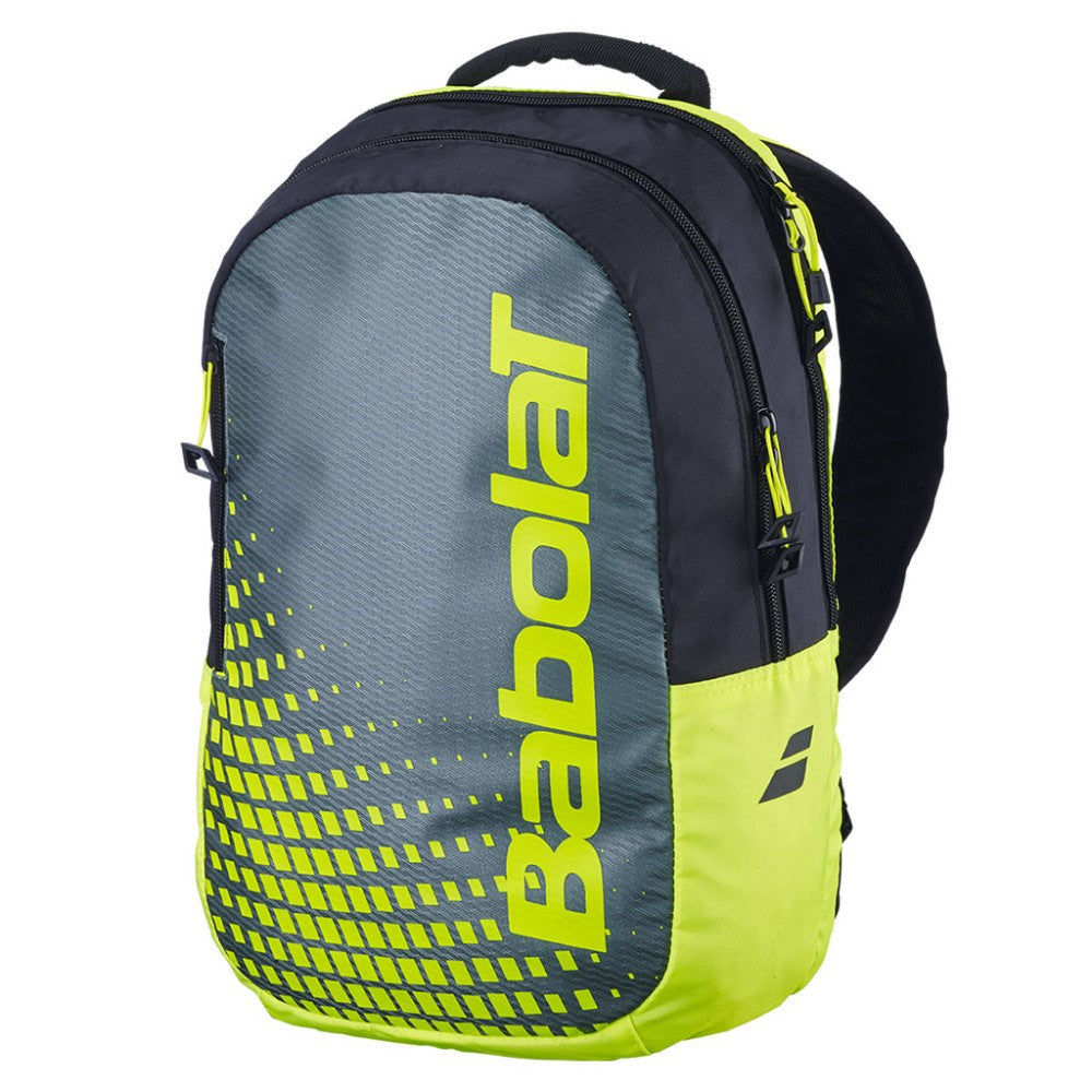 Детска раница Babolat Kids в черно и жълто, идеална за тенис и падел със специално отделение за ракета.