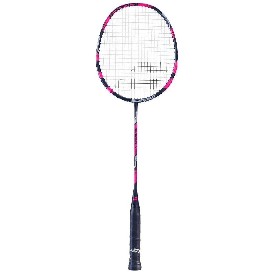 Badminton racket Babolat FIRST I Pink (strung) – a light and maneuverable racket for beginner players