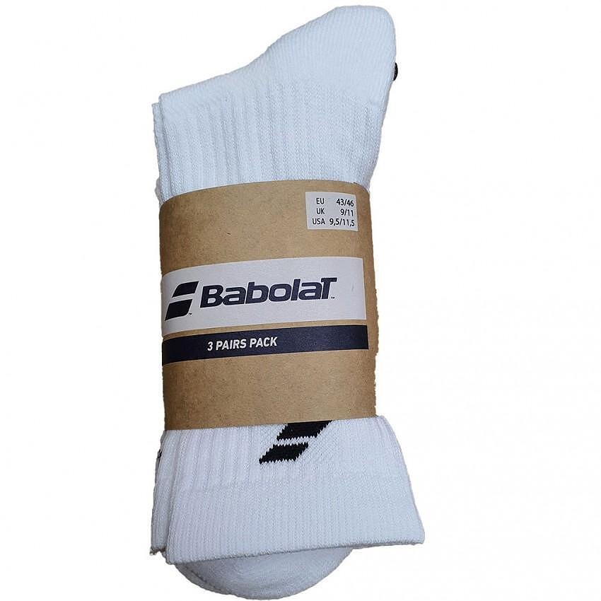 Чорапи Babolat 3 pairs - white, бели технически чорапи Babolat в пакет от 3 чифта за тенис и падел
