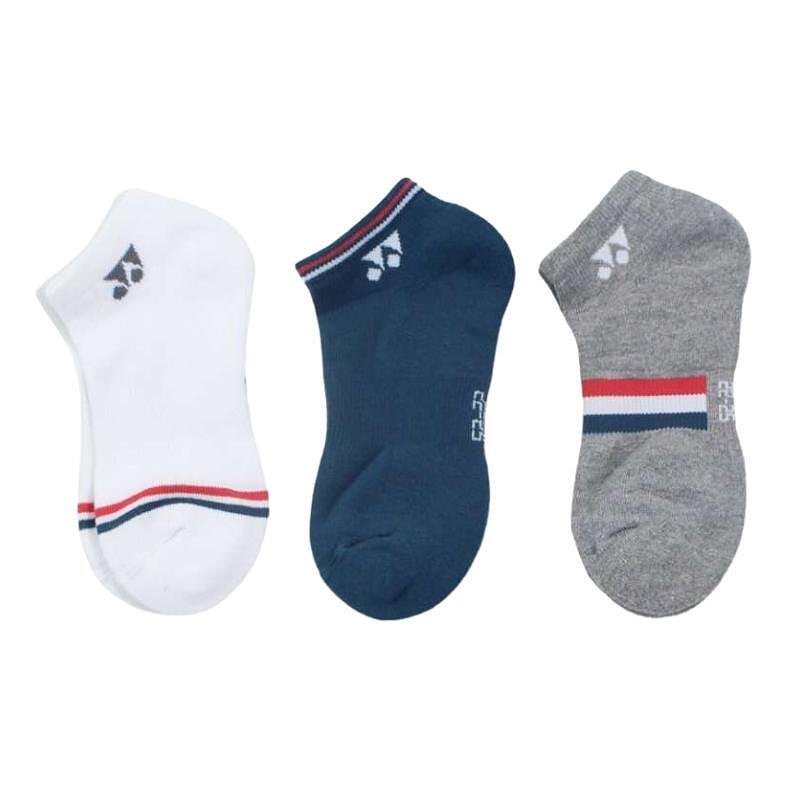 Чорапи Yonex LOW CUT 19223 - 3 чифта, спортни чорапи Yonex в бял, тъмносин и сив цвят