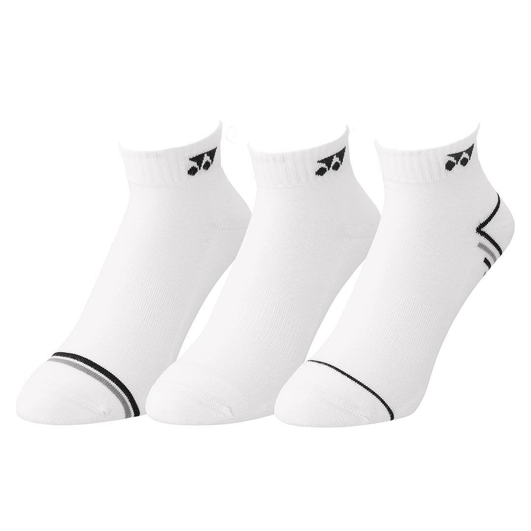Чорапи Yonex LOW CUT 19199 - 3 чифта, бели ниски спортни чорапи Yonex за тенис и падел