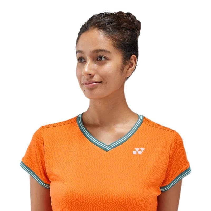 Tricou de damă Yonex 20758 Bright Orange Roland Garros, tricou sportiv portocaliu elegant pentru teren și antrenamente