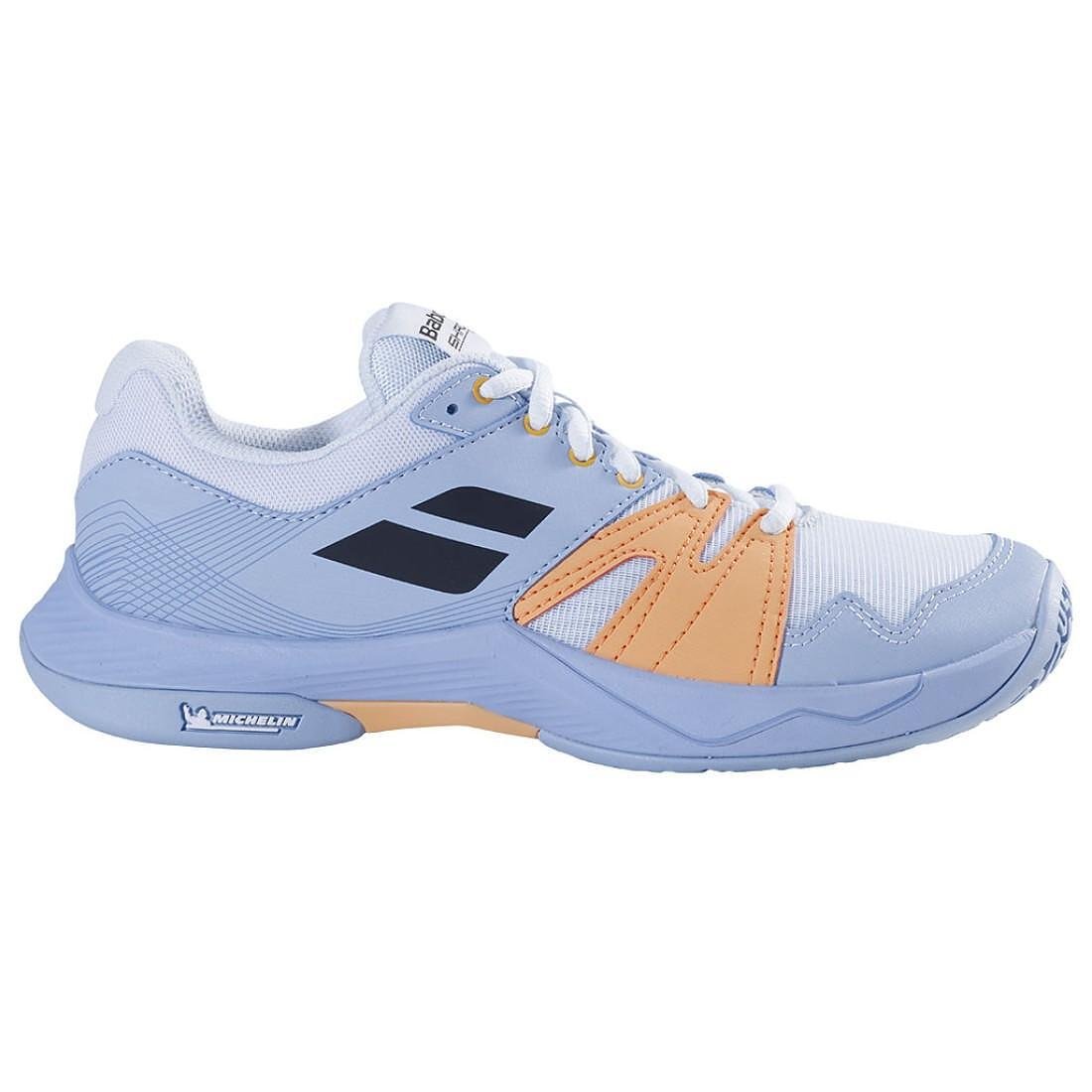 Pantofi sport pentru femei Babolat SHADOW TEAM 2 - albastru deschis, pantofi de tenis ușori pentru terenuri acoperite, cu aderență Michelin