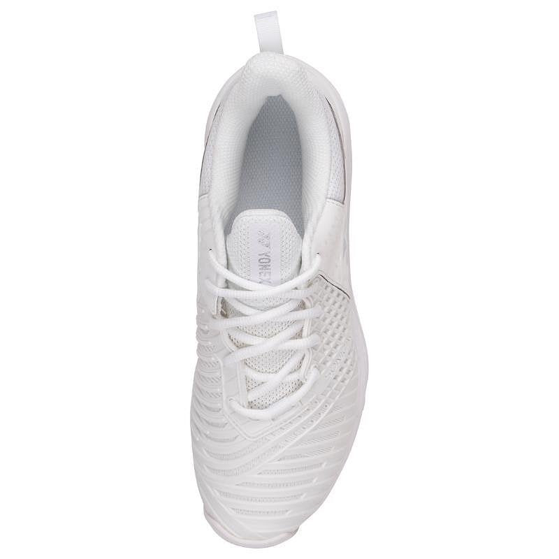 Pantofi sport pentru femei Yonex PC Sonicage 3 White/Silver – pantofi de tenis ușori pentru viteză, confort și stabilitate pe teren.
