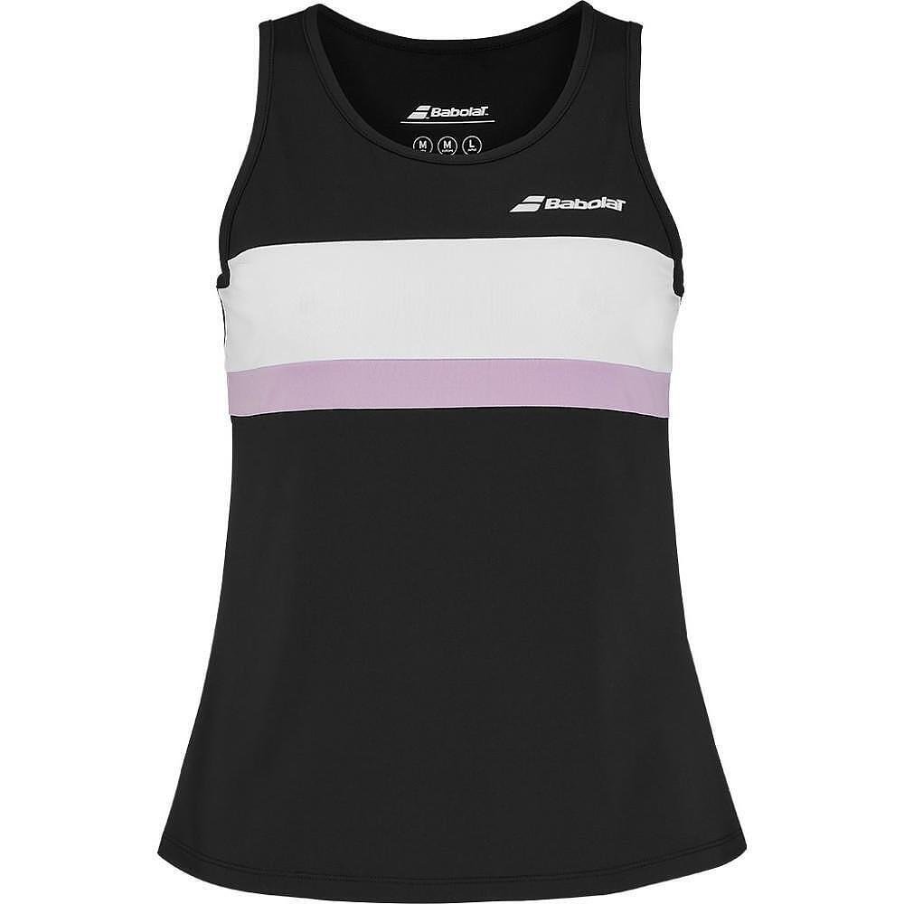 Women's Babolat PADEL TANK - black padel tank top, lightweight and breathable design with a round neckline and freedom of movement