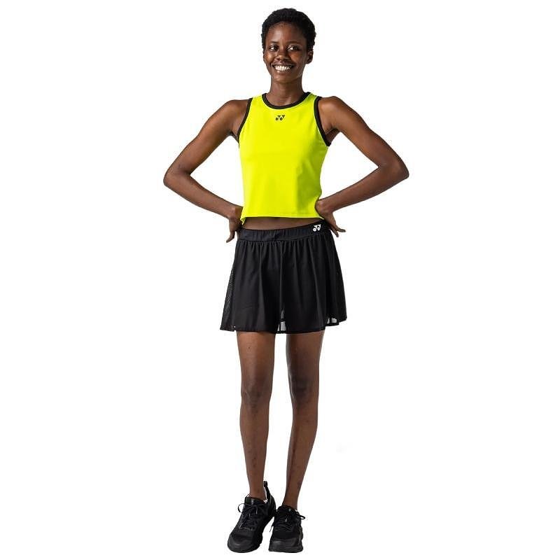 Women's Yonex 16852 Fresh Lime tank top for tennis and badminton, stylish fitted model with cooling technology