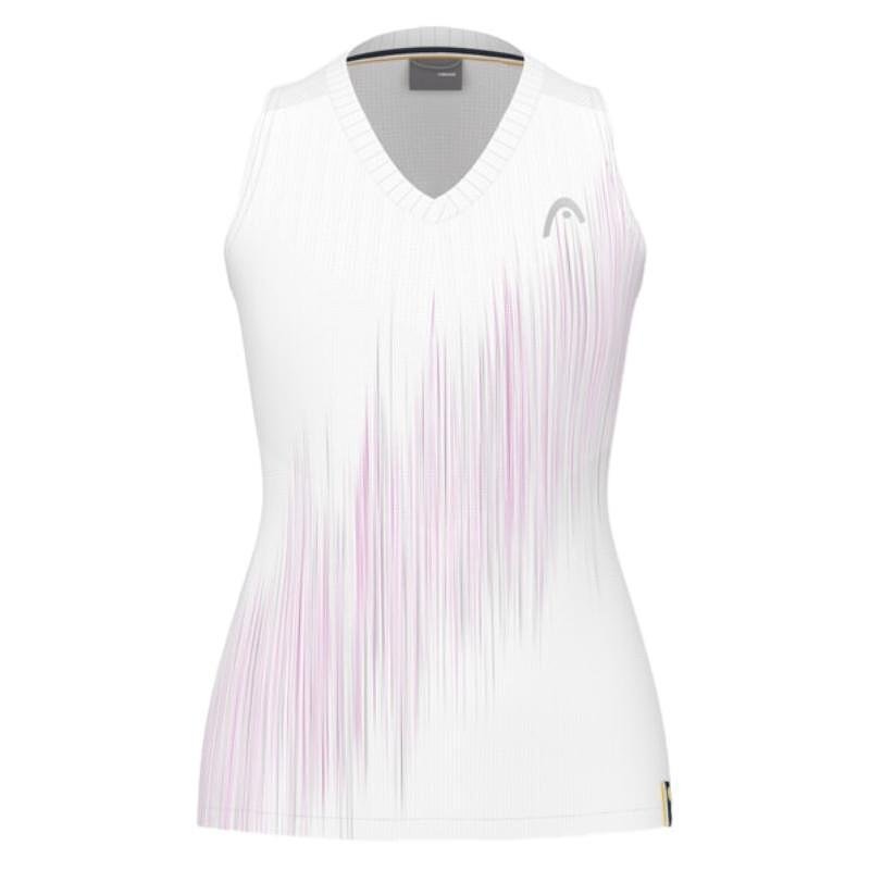 Дамски топ HEAD Performance Tank Top / 814604 - VPXR, бял спортен потник с V-образно деколте и елегантни райета