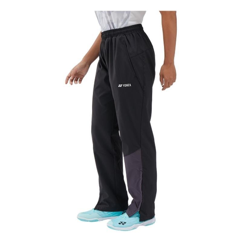 Pantaloni lungi de damă Yonex Warm-Up Club Team Black – pantaloni sport negri pentru confort și antrenamente cu OV Reduction.