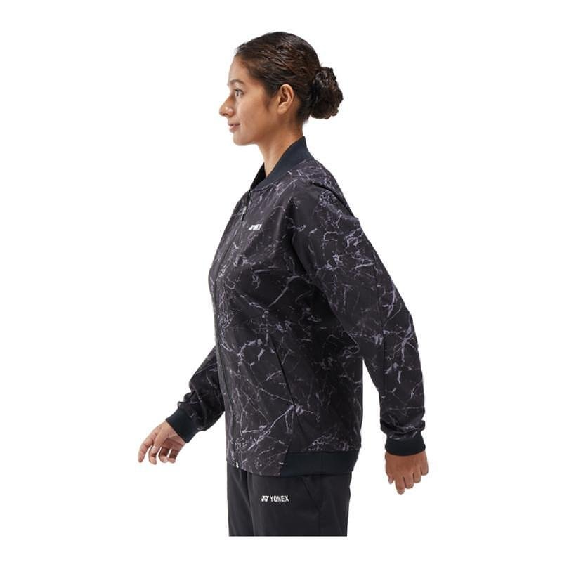 Women's Yonex Warm-up Jacket CLUB TEAM Black for training, lightweight and comfortable, with OV Reduction technology