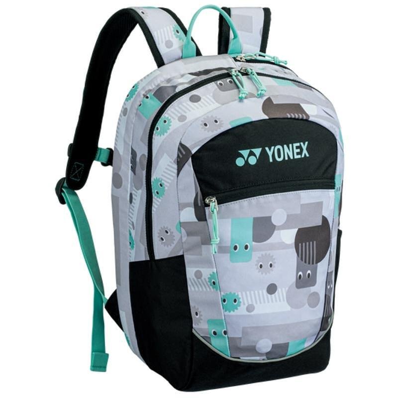 Детска раница Yonex 15L Gray Black за тенис екипировка, с рефлекторни елементи, гръден колан и джоб за бутилка.