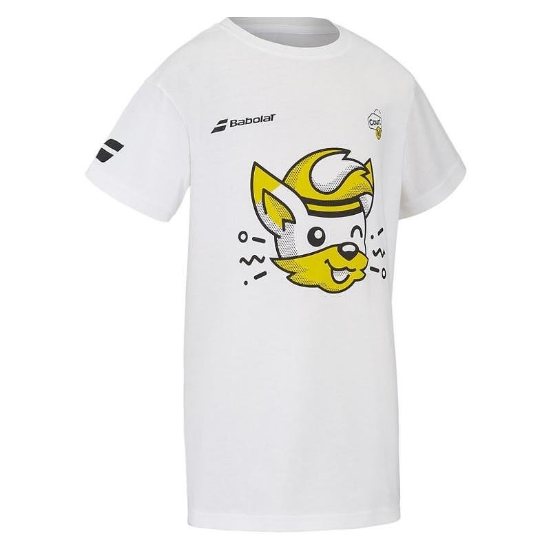 Kids' Babolat EXERCISE COTTON C16 T-shirt - white, white kids' T-shirt for comfort and style