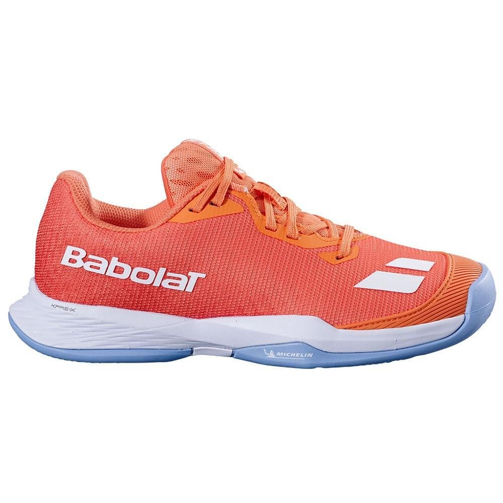 Kids' Babolat JET MACH 3 JNR CLAY MELON tennis shoes – lightweight tennis shoes for speed and stability on court