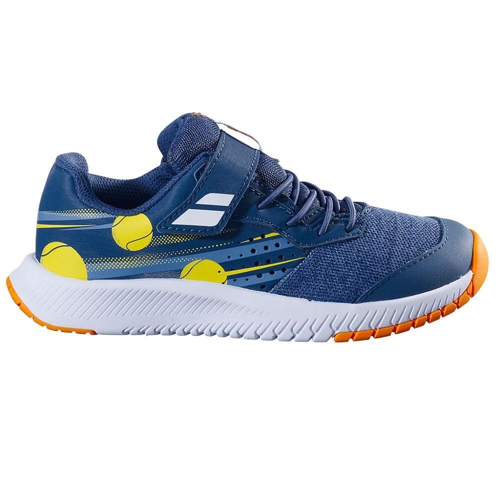 Kids' Babolat PULSION KID ALL COURT BOY sneakers - blue, yellow for tennis and all courts