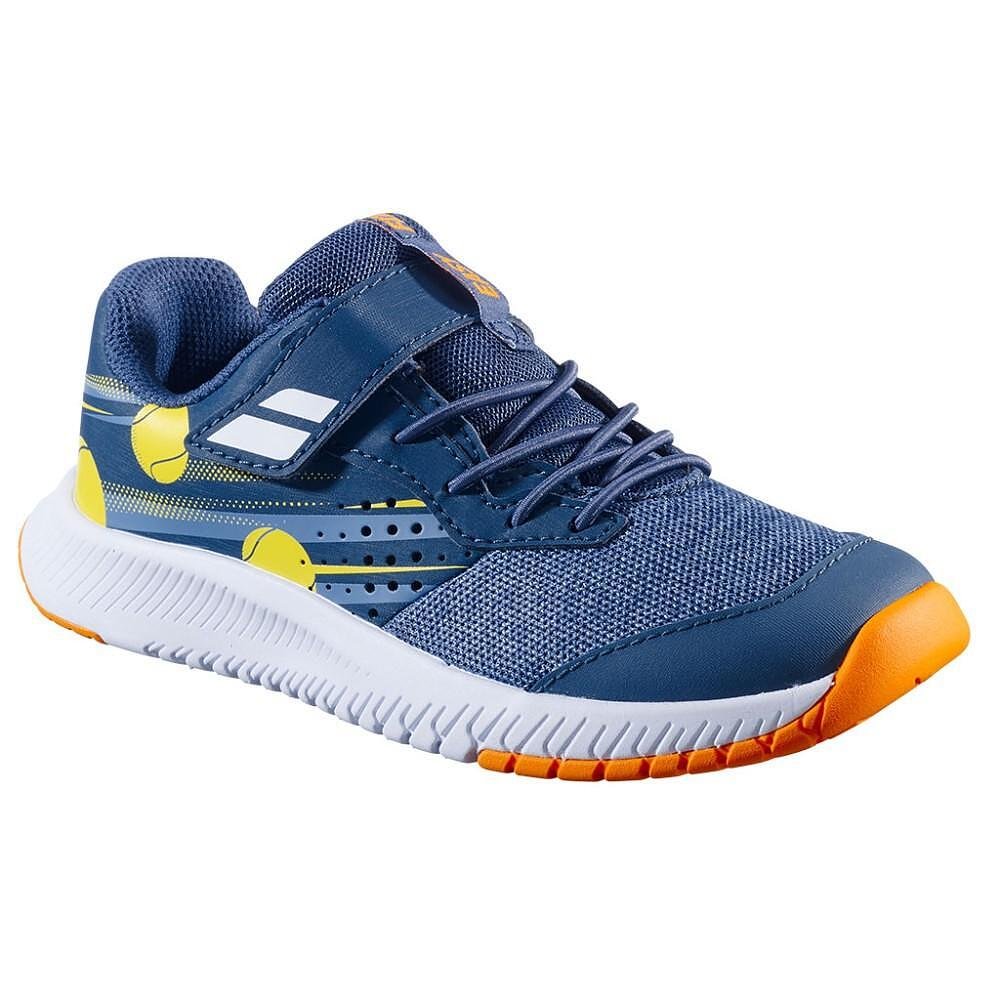 Kids' Babolat PULSION KID ALL COURT BOY sneakers - blue, yellow for tennis and all courts comfort