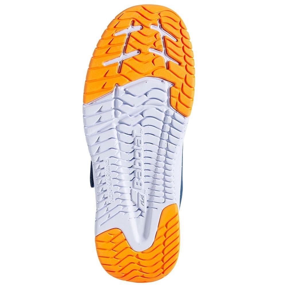 Kids' Babolat PULSION KID ALL COURT BOY sneakers - blue, yellow with an all-court sole and secure grip
