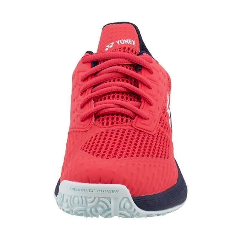 Kids' Yonex PC AD-ACCEL CL Sunset Red tennis shoes for clay courts with POWER CUSHION and a breathable construction