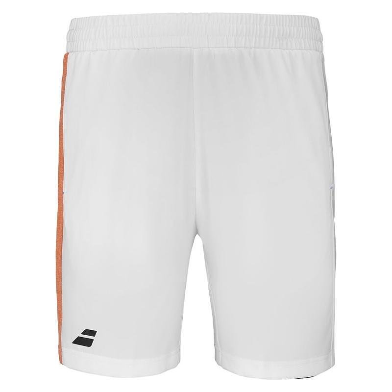 Pantaloni scurți pentru copii Babolat PLAY SHORT - alb pentru tenis și antrenamente, ușori, respirabili și comozi pentru libertate de mișcare
