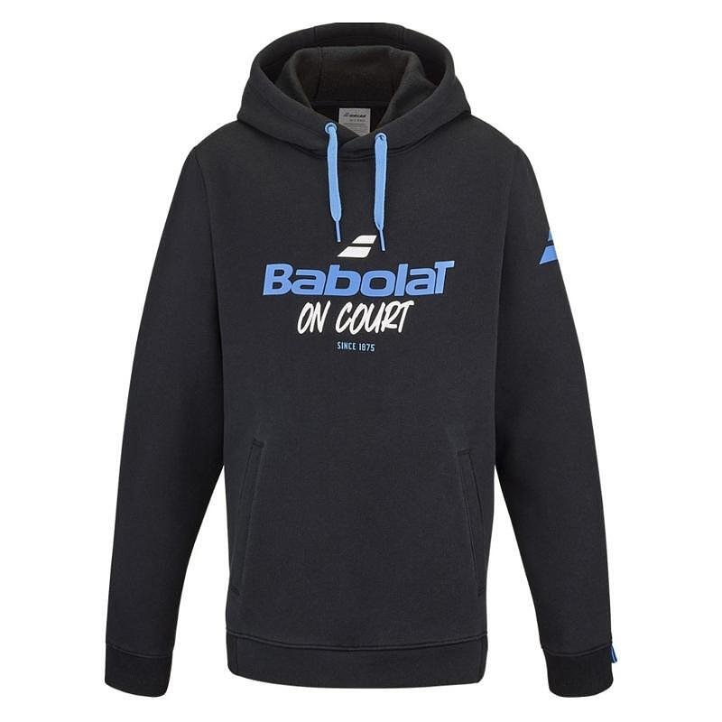 Hanorac pentru copii Babolat EXERCISE HOOD SWEET - black, model sport negru pentru copii activi și antrenamente de tenis