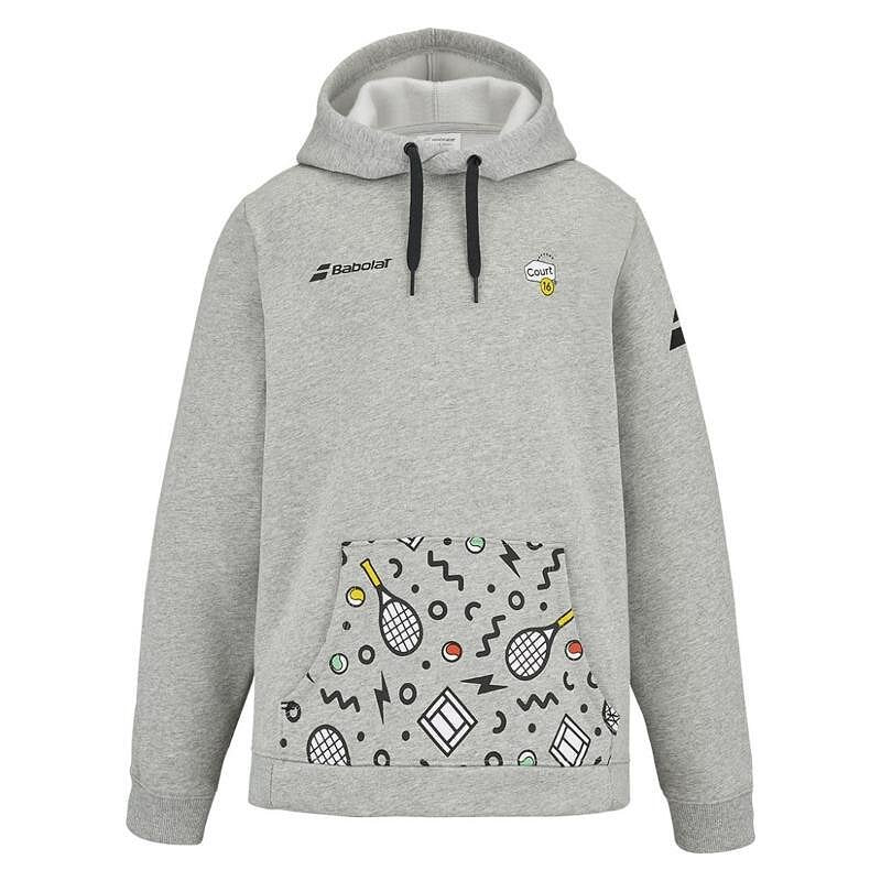 Hanorac pentru copii Babolat XERCISE HOOD C16 - high rise, model gri elegant pentru tineri tenismeni