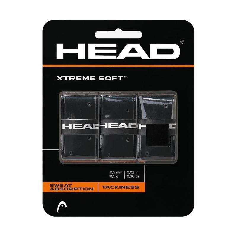 Грипове HEAD XTREME SOFT x3 - black за тенис ракета и падел, с отличен захват и абсорбация