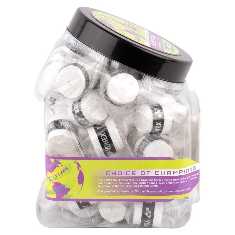 Grip din cutie Yonex WET SUPER GRAP White 60 bucăți – gripuri de tenis pentru control și absorbție, Yonex