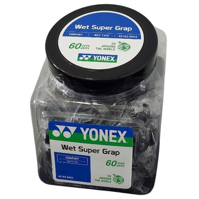 Overgrip la cutie Yonex Wet Super Grap Black – 60 de overgripuri de tenis pentru control excelent și absorbția umezelii