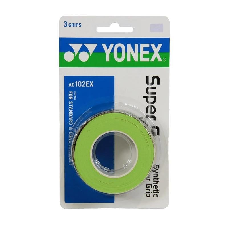 Грипове Yonex WET SUPER GRAP - green, 3 броя за тенис ракета и падел ракети, отличен контрол и абсорбция.
