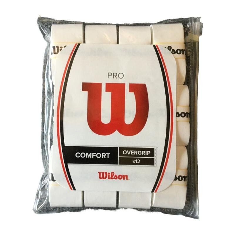 Grips Wilson Pro x3 - white, white Wilson Pro Comfort x12 overgrip strips for tennis rackets