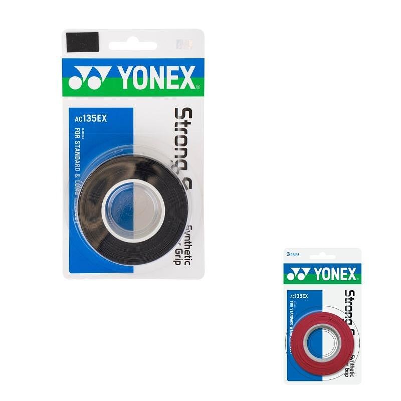 Грипове Yonex STRONG GRAP Black - 3 броя за тенис и бадминтон, черен, издръжлив полиуретан