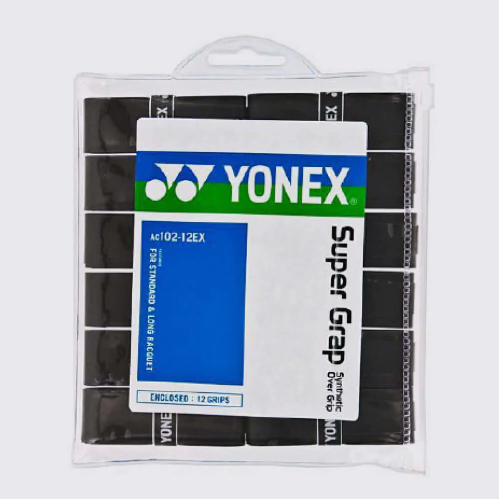 Грипове Yonex Super Grap - white, black, 12 броя - Yonex тенис грипове за падел ракета и тенис ракета
