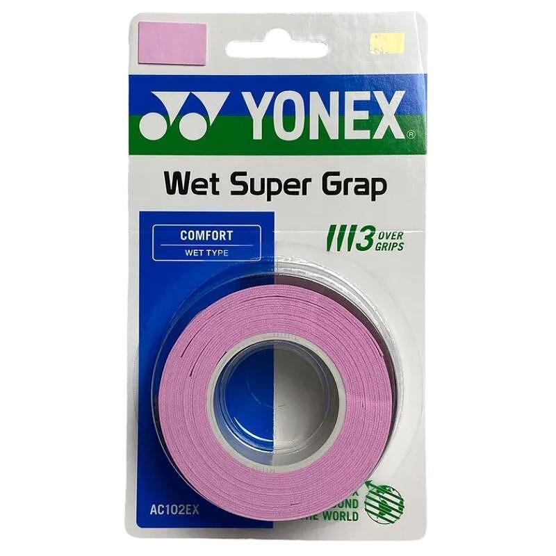 Gripuri Yonex Wet Super Grap x3 - pink - grip roz pentru rachetă de tenis, absorbant de umiditate și șoc
