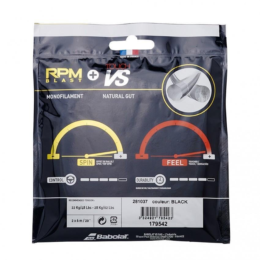Coraj Babolat HYBRID VS 130 + RPM 125 pentru tenis, coraj hibrid pentru spin, control și senzație