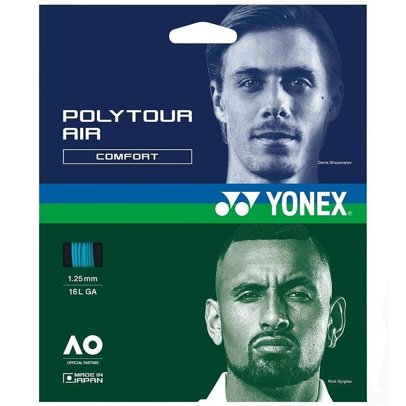 Cordaj Yonex POLYTOUR AIR 125 Sky Blue pentru rachete de padel și rachete de tenis, confort și absorbție a vibrațiilor