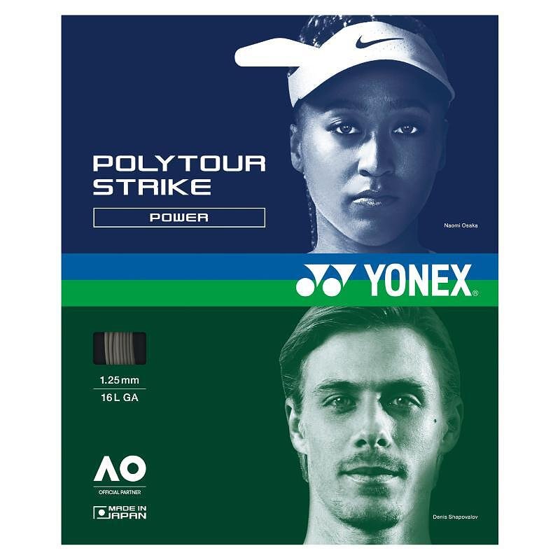 Coraj Yonex POLYTOUR STRIKE 125 Iron Gray pentru rachete de tenis, putere și precizie, 12 m, fabricat în Japonia