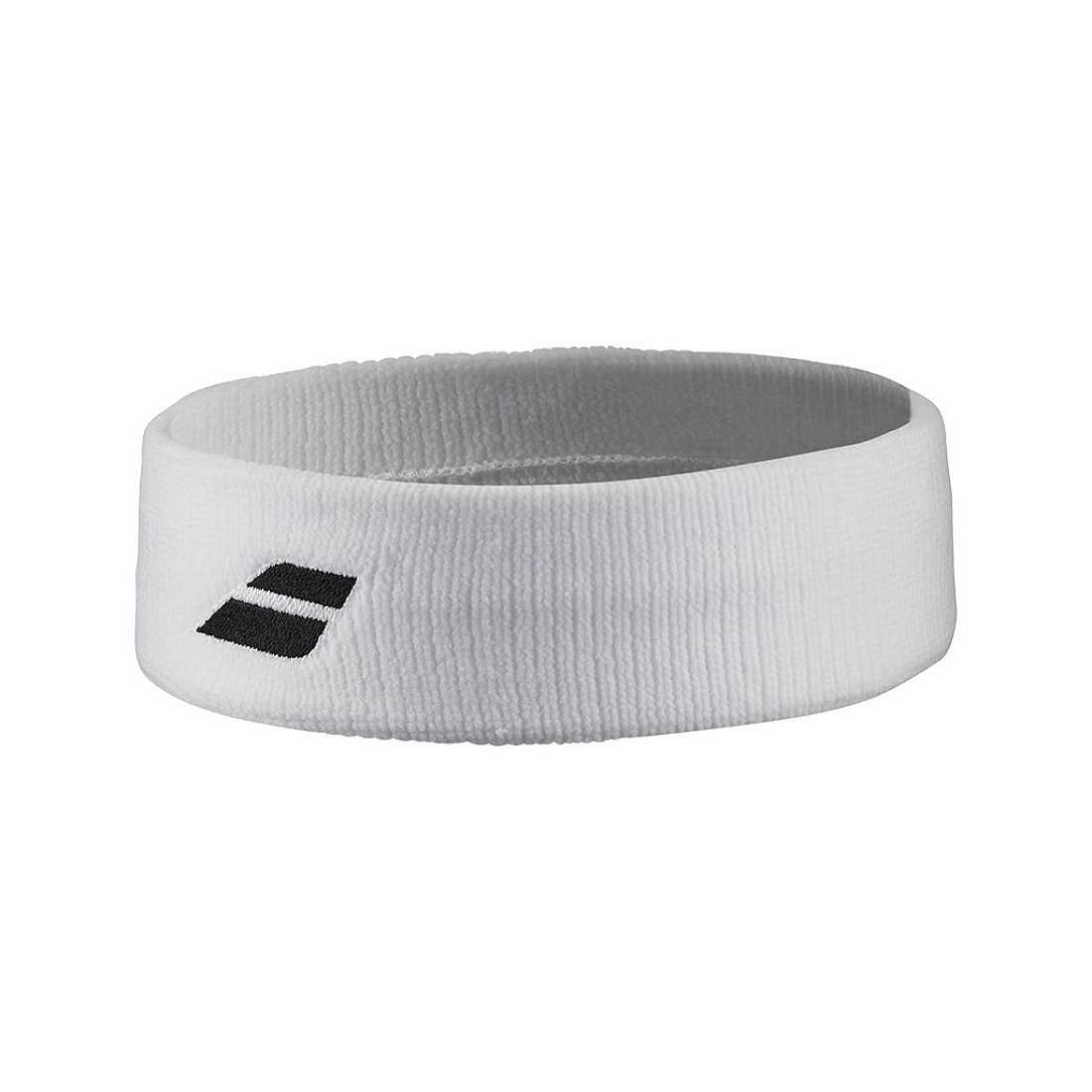 Bentiță Babolat LOGO HEADBAND - white, o bentiță moale și ușoară pentru absorbirea transpirației în timpul antrenamentului