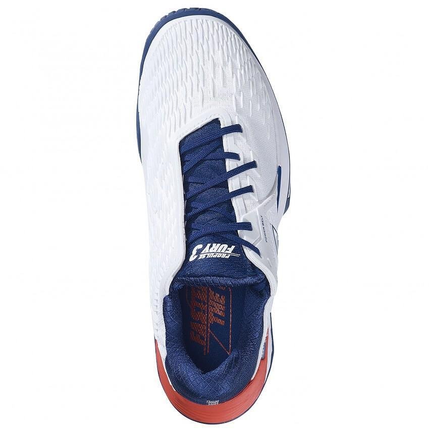 Мъжки маратонки Babolat PROPULSE FURY 3 AC WHITE BLUE за тенис и падел, стабилност и динамика