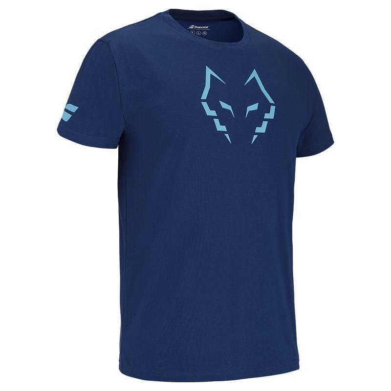 Мъжка тениска Babolat COTTON J. LEBRON 2025 - estate blue с El Lobo лого за спорт и свободно време