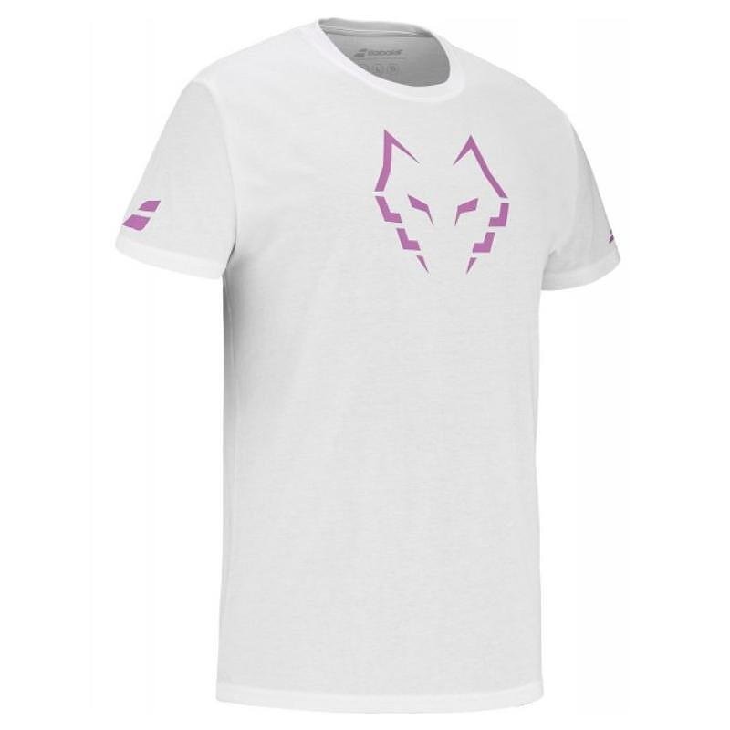 Men's Babolat COTTON J. LEBRON 2025 T-shirt - white with comfortable cotton and El Lobo and Babolat logos