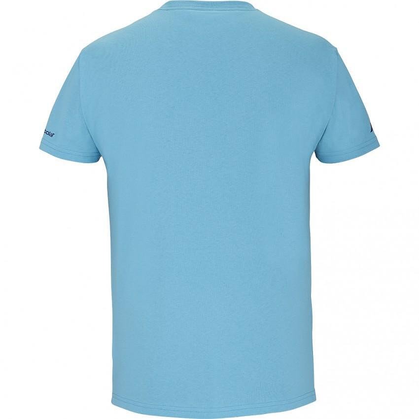 Мъжка тениска Babolat COTTON J. LEBRON CYAN BLUE 2025, памучна и удобна спортна тениска в циан синьо.