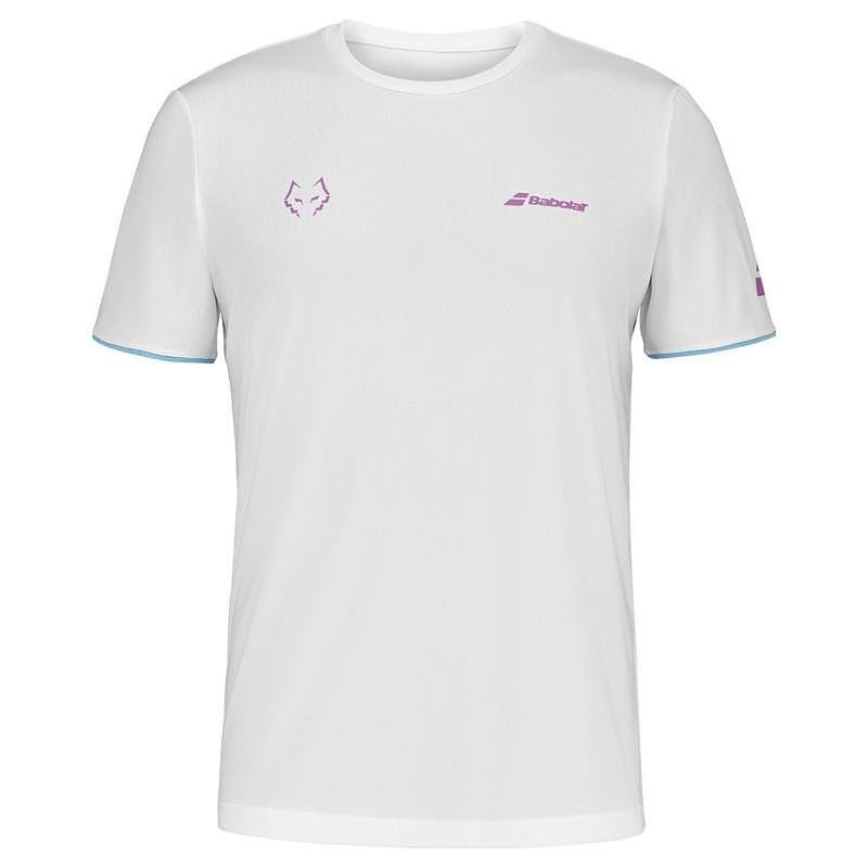 Men's Babolat CREW NECK LEBRON 2025 T-shirt - white for padel and tennis, lightweight and breathable for training and matches