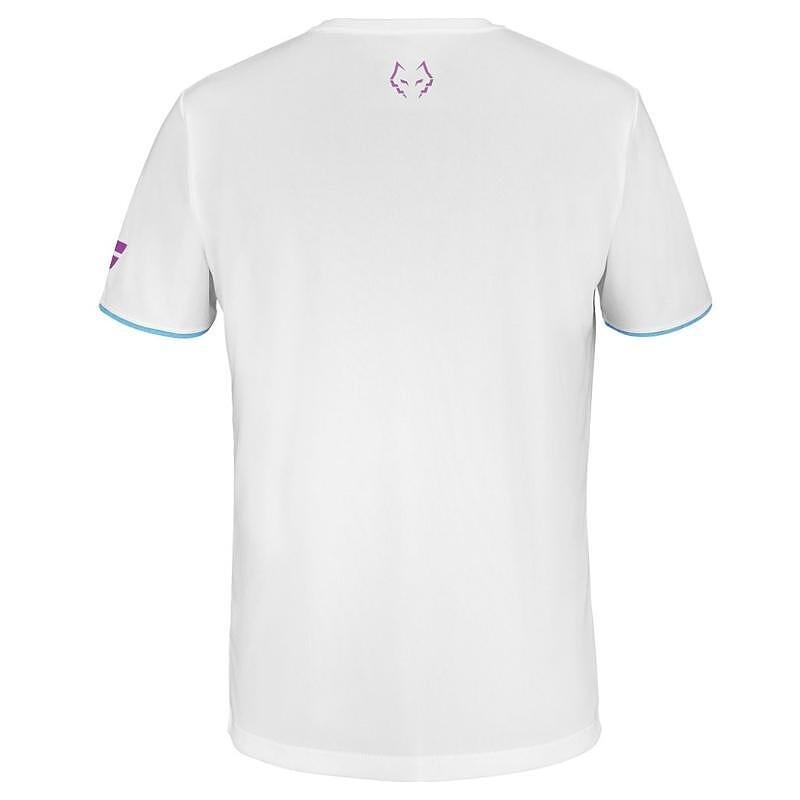 Men's Babolat CREW NECK LEBRON 2025 T-shirt - white, a white padel shirt with the El Lobo logo