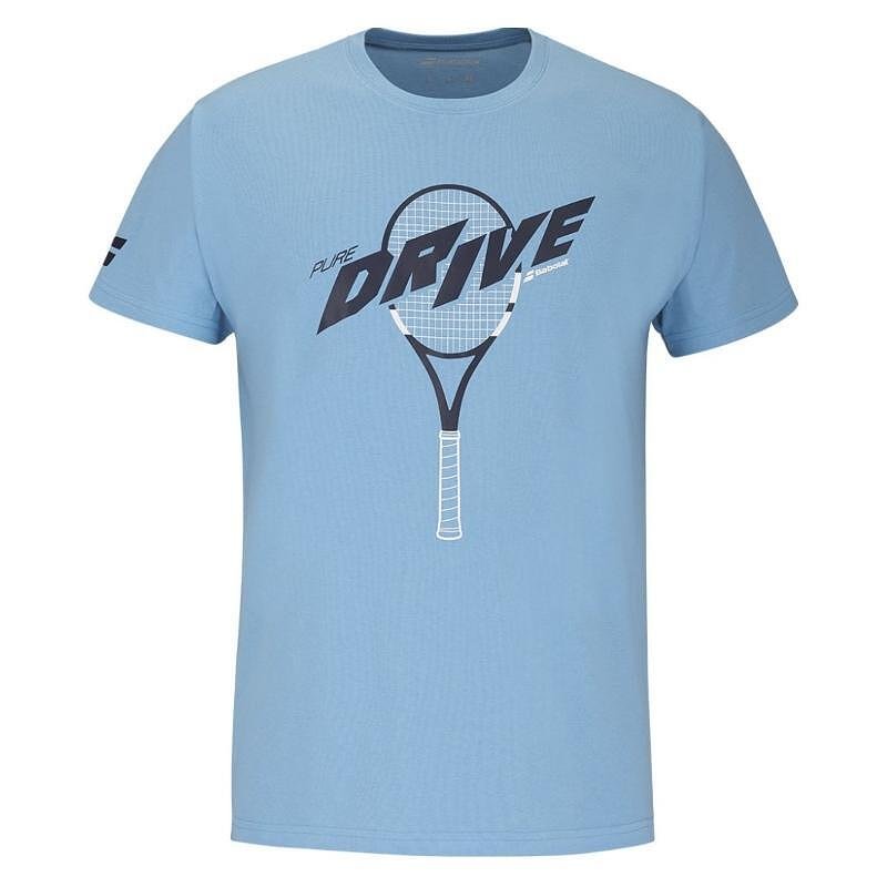 Men's Babolat DRIVE COTTON T-shirt - drive blue, comfortable tennis apparel for training and matches
