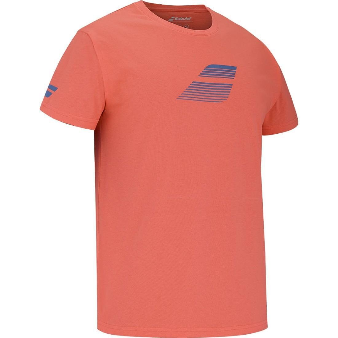 Men's Babolat EXERCISE BIG FLAG T-shirt - hot coral, classic training and match T-shirt