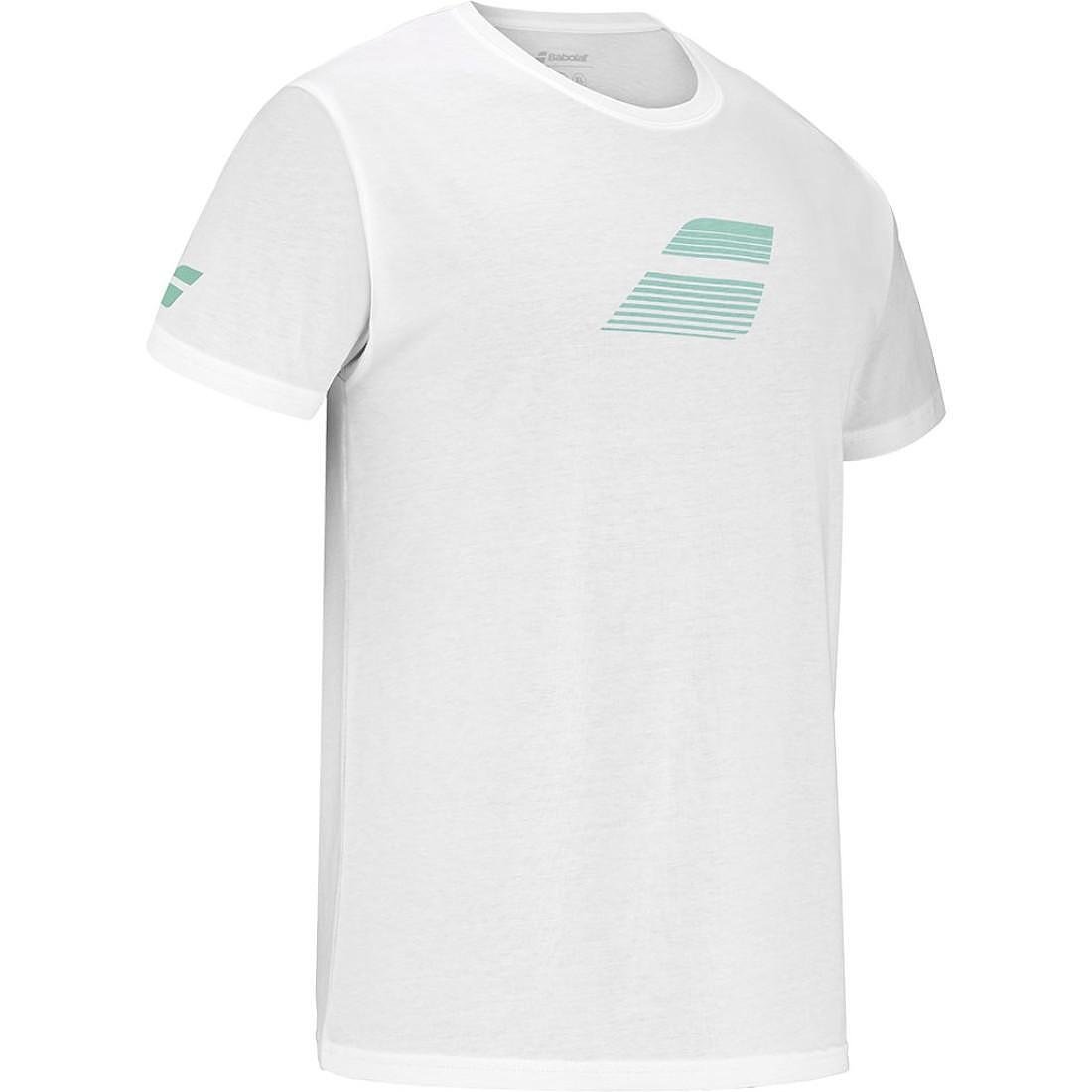 Men's Babolat EXERCISE BIG FLAG - white T-shirt with a classic fit and dynamic design for tennis and everyday wear