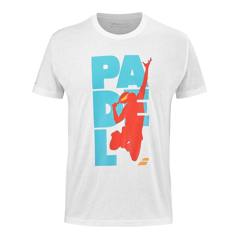 Men's Babolat PADEL COTTON - white T-shirt, comfortable cotton T-shirt for padel and everyday comfort.