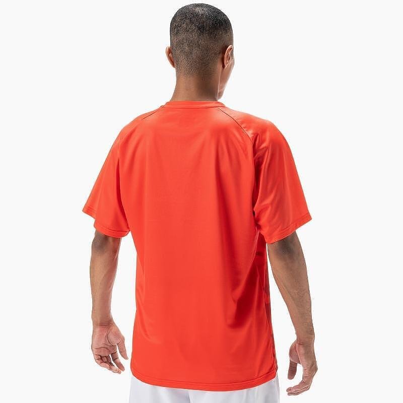 Men's Yonex 2025 CREW NECK SHIRT Pearl Red, comfortable sports shirt with quick-drying fabric and UV protection
