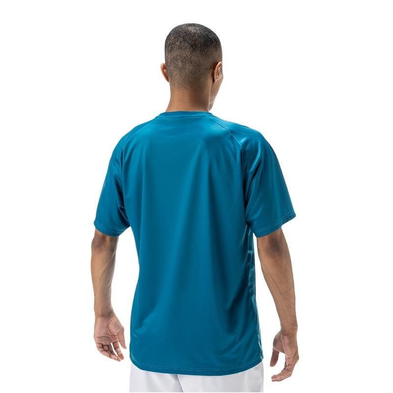Men's Yonex CREW NECK SHIRT Blue Green, lightweight breathable tennis gear for comfort and UV protection