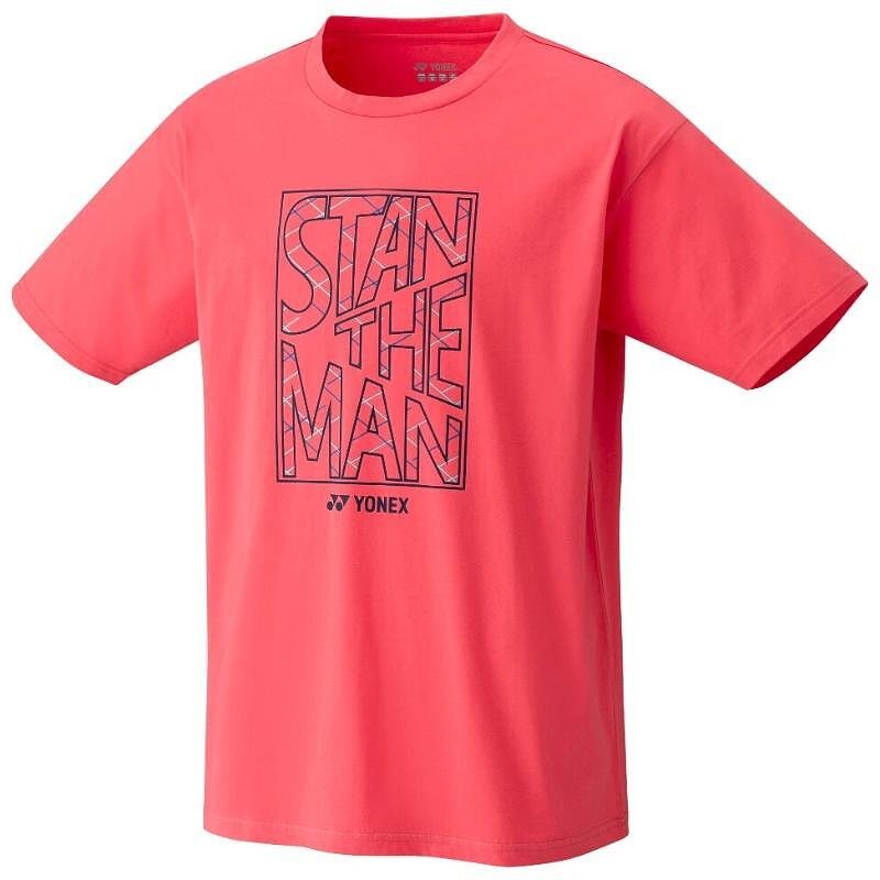 Мъжка тениска Yonex STAN THE MAN Coral Red, червена памучна тениска от колекцията на Стан Вавринка