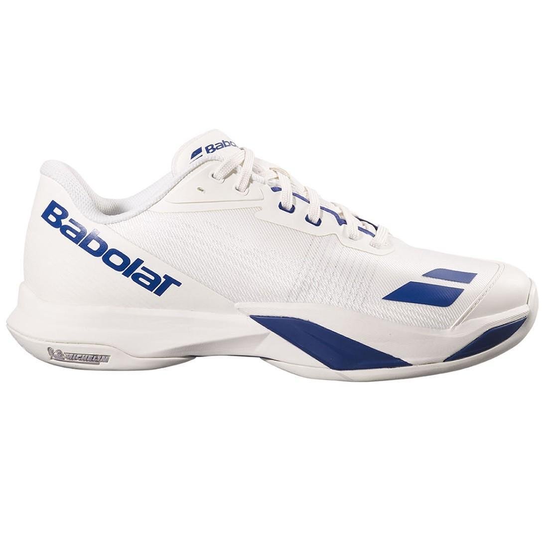 Pantofi sport pentru bărbați Babolat JET MACH 4 AC CREAM / DARK BLUE – pantofi de tenis ușori pentru joc rapid și stabilitate pe teren